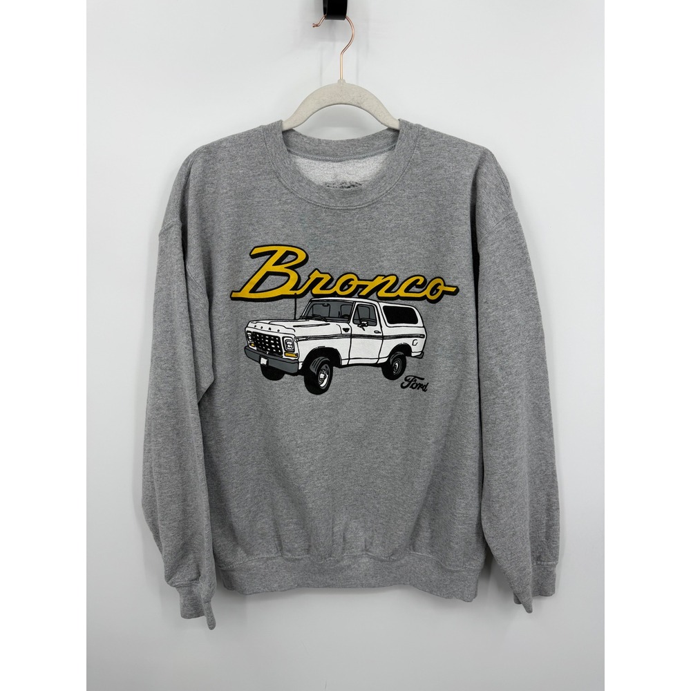Ford Bronco Graphic Sweatshirt Women Small Gray Crewneck Pullover Car Logo